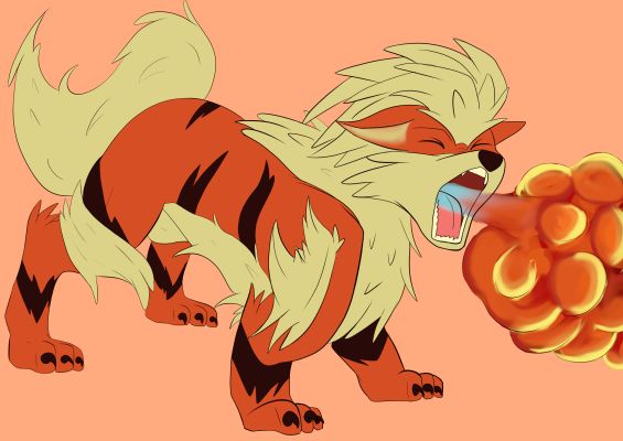 Arcanine ! attack firethrower ! by Drakk'Art