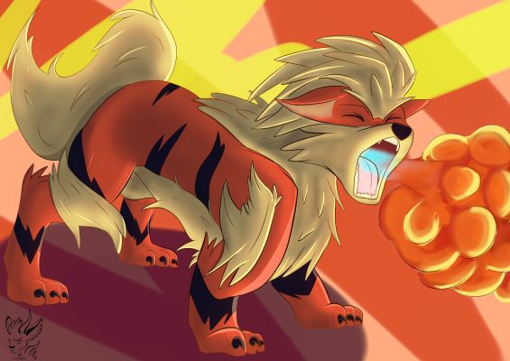 Arcanine ! attack firethrower ! by Drakk'Art