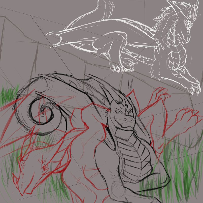 Dragon cuddling collab by Drakk'Art